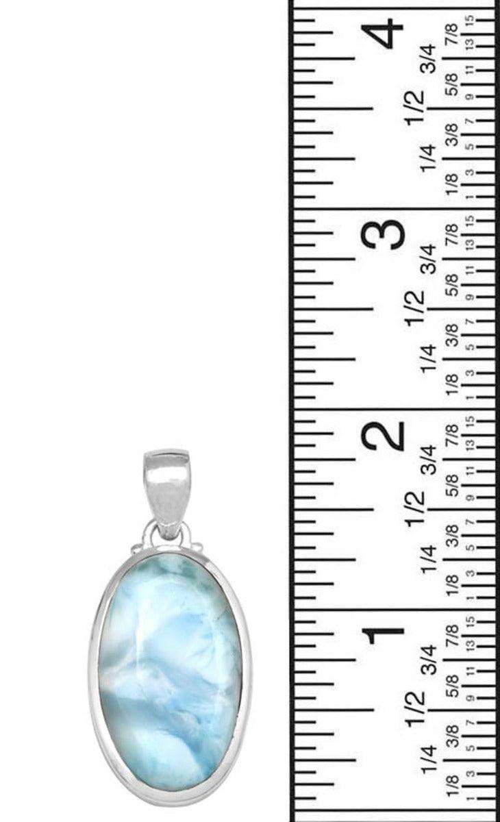 Larimar  1 3/4" Long 925 Solid Sterling Silver Pendant With 18" Chain Necklace - YoTreasure