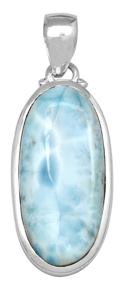 Natural Larimar  2" Long 925 Solid Sterling Silver Pendant With 18" Chain - YoTreasure