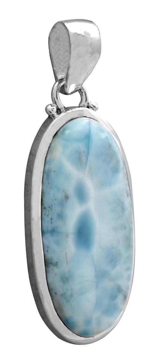 Natural Larimar  2" Long 925 Solid Sterling Silver Pendant With 18" Chain - YoTreasure