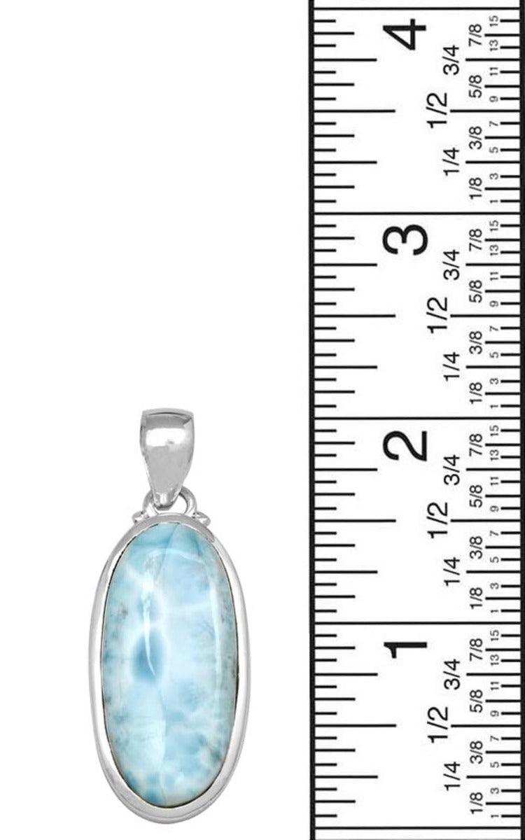 Natural Larimar  2" Long 925 Solid Sterling Silver Pendant With 18" Chain - YoTreasure