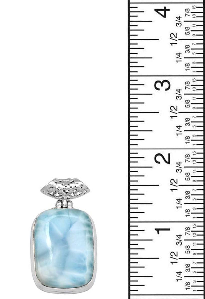 Natural Larimar  1 3/4" Long 925 Solid Sterling Silver Pendant With 18" Chain - YoTreasure