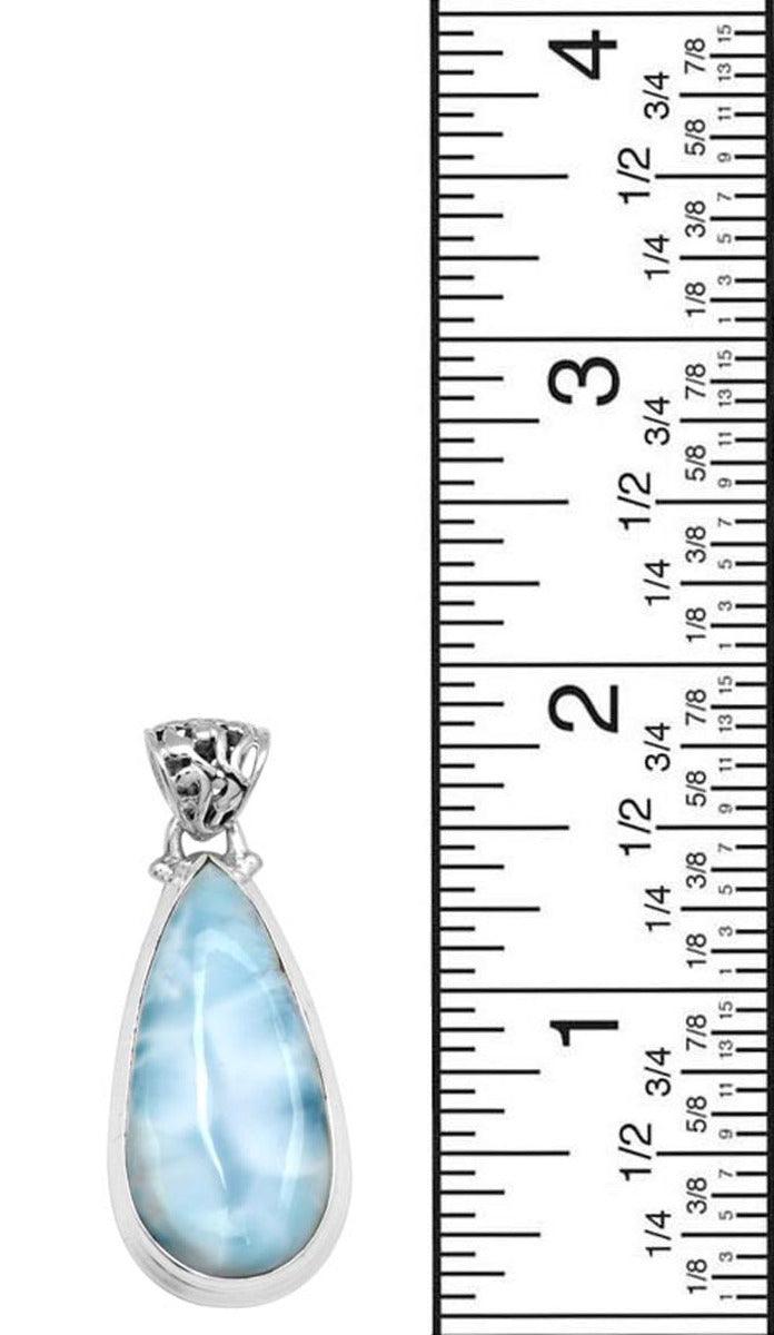 Natural Larimar  2" Long 925 Solid Sterling Silver Pendant With 18" Chain - YoTreasure