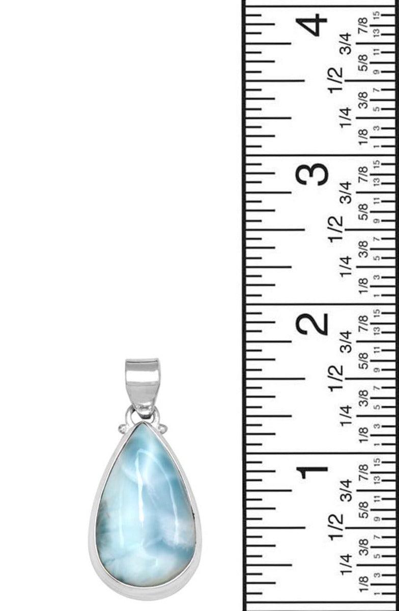 Larimar  1 3/4" Long 925 Solid Sterling Silver Pendant With 18" Chain Necklace - YoTreasure