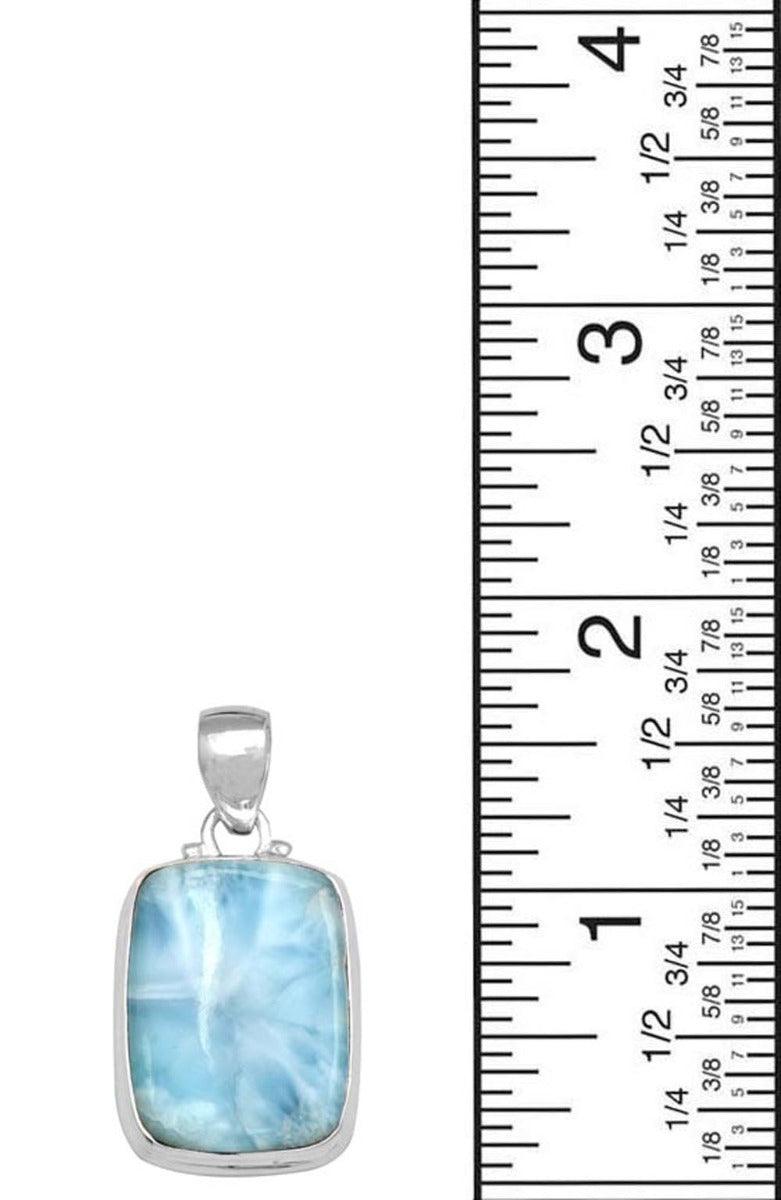 Natural Larimar  1 3/4" Long 925 Solid Sterling Silver Pendant With 18" Chain - YoTreasure