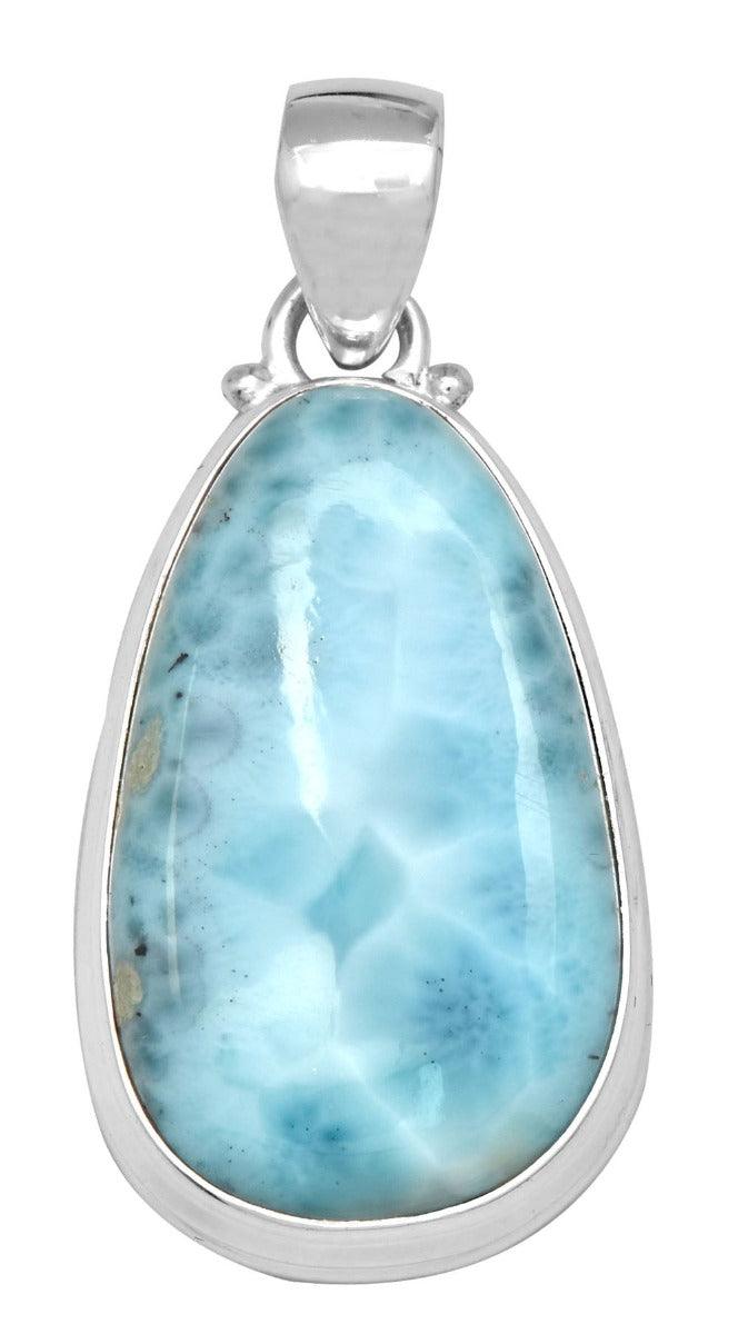 Natural Larimar  1 3/4" Long 925 Solid Sterling Silver Pendant With 18" Chain - YoTreasure
