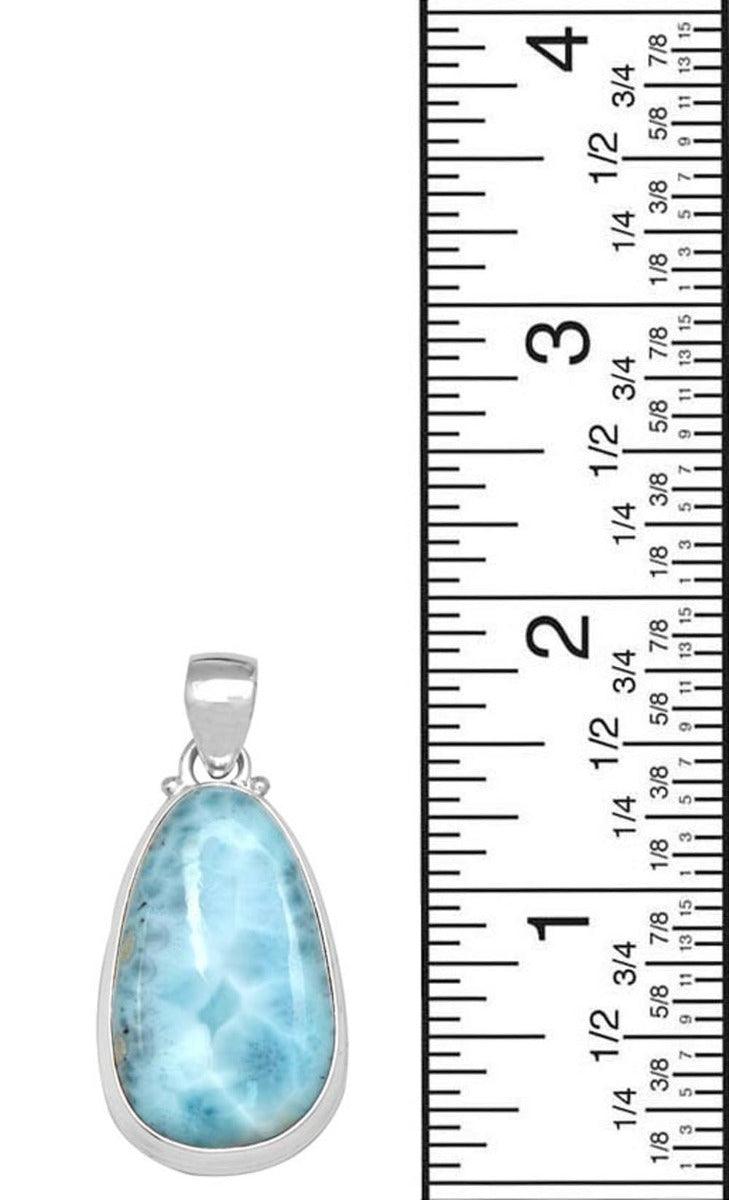 Natural Larimar  1 3/4" Long 925 Solid Sterling Silver Pendant With 18" Chain - YoTreasure