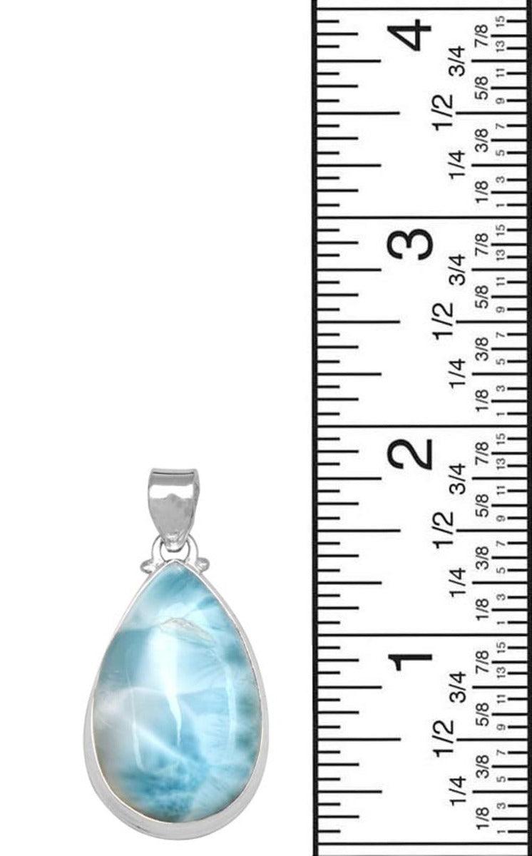 Natural Larimar  1 3/4" Long 925 Solid Sterling Silver Pendant With 18" Chain - YoTreasure
