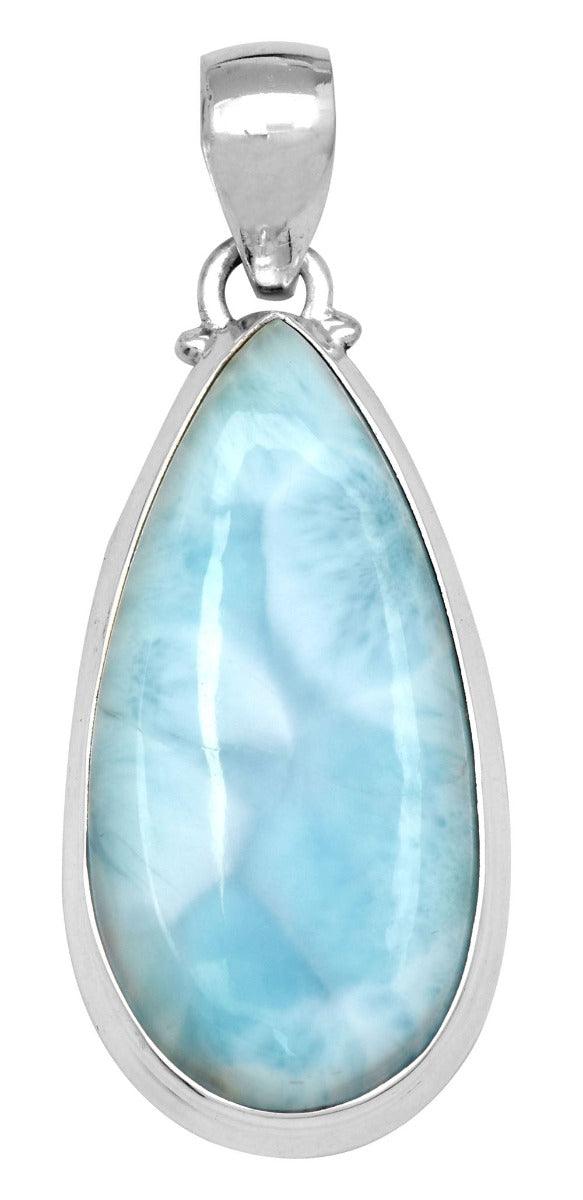Natural Larimar  2" Long 925 Solid Sterling Silver Pendant With 18" Chain - YoTreasure