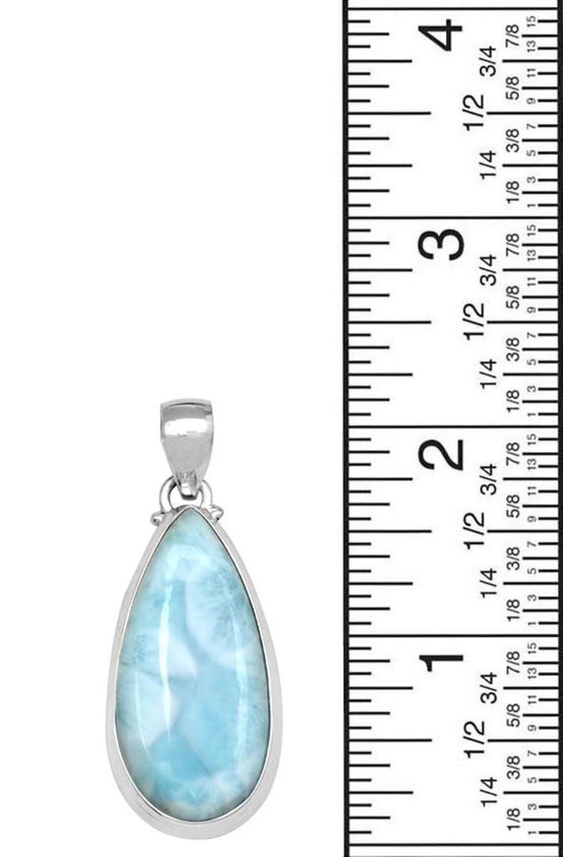 Natural Larimar  2" Long 925 Solid Sterling Silver Pendant With 18" Chain - YoTreasure