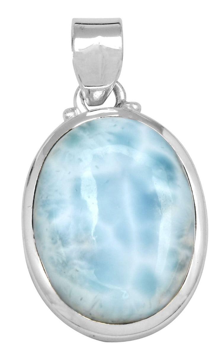 Natural Larimar 925 Solid Sterling Silver Pendant Necklace Silver Jewelry - YoTreasure
