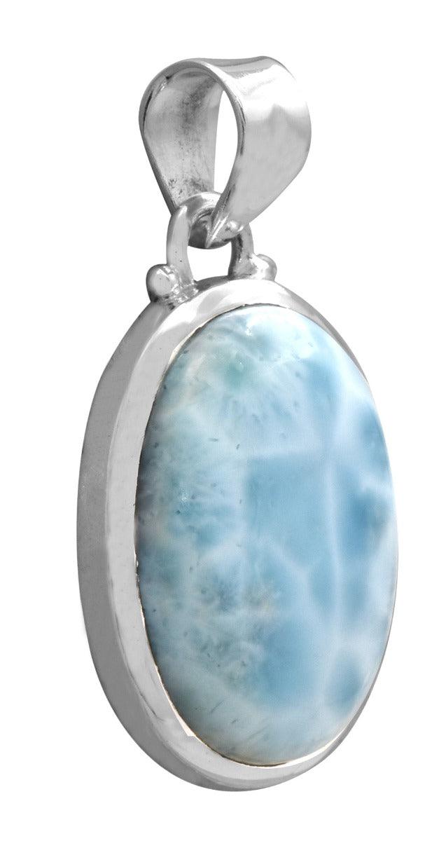 Natural Larimar 925 Solid Sterling Silver Pendant Necklace Silver Jewelry - YoTreasure