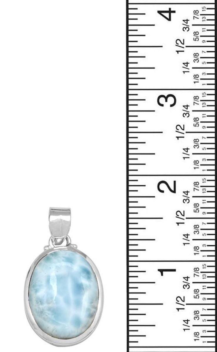Natural Larimar 925 Solid Sterling Silver Pendant Necklace Silver Jewelry - YoTreasure