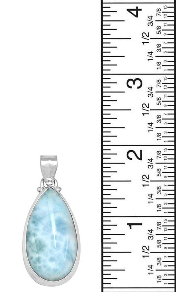 Natural Larimar  2" Long 925 Solid Sterling Silver Pendant With 18" Chain - YoTreasure