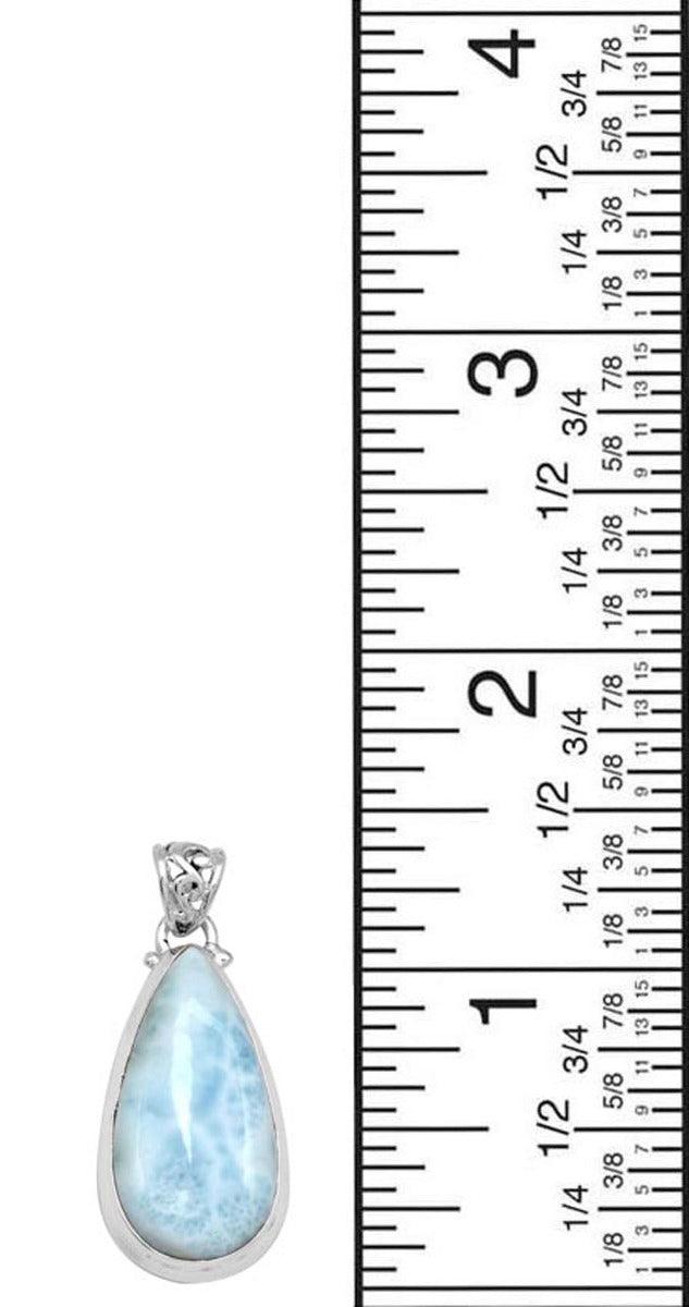 Natural Larimar  1 3/4" Long 925 Solid Sterling Silver Pendant With 18" Chain - YoTreasure