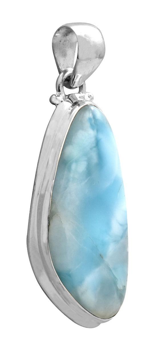Natural Larimar  2" Long 925 Solid Sterling Silver Pendant With 18" Chain - YoTreasure