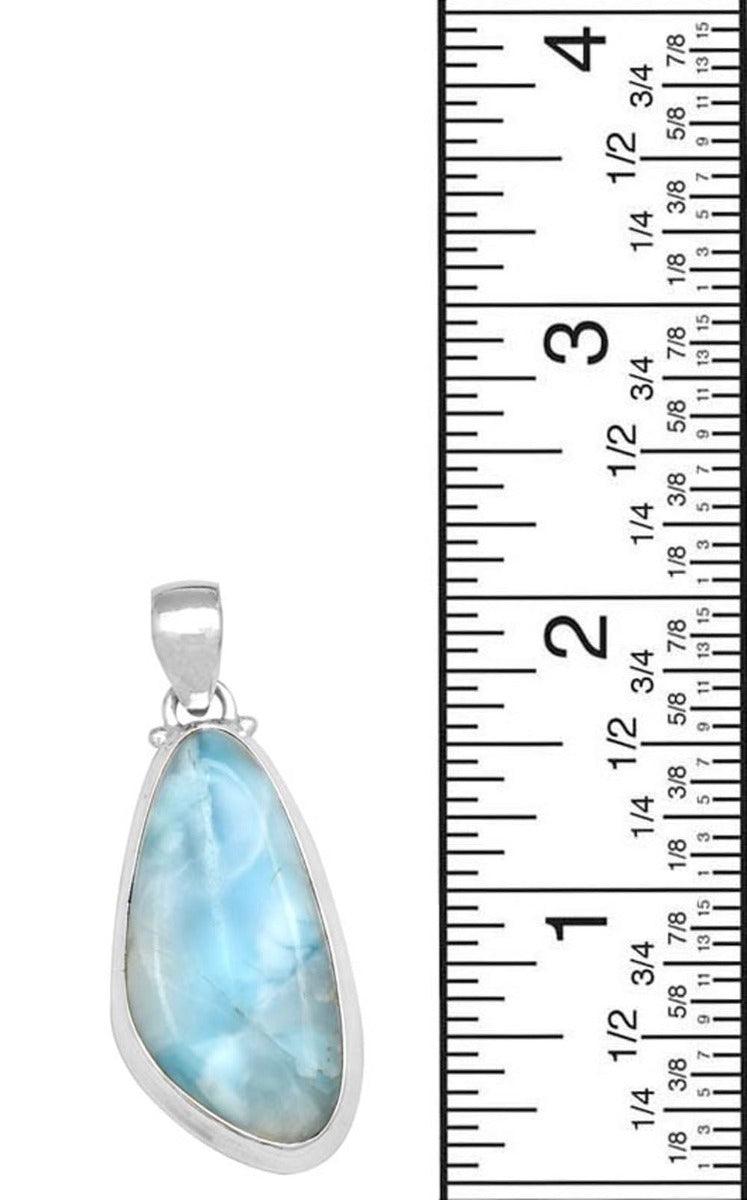 Natural Larimar  2" Long 925 Solid Sterling Silver Pendant With 18" Chain - YoTreasure