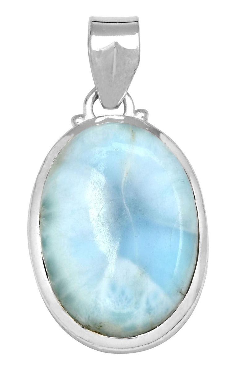 Larimar  1 3/4" Long 925 Solid Sterling Silver Pendant With 18" Chain Necklace - YoTreasure