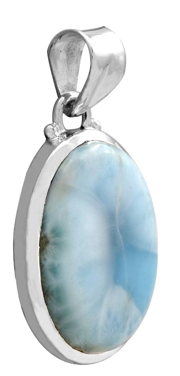 Larimar  1 3/4" Long 925 Solid Sterling Silver Pendant With 18" Chain Necklace - YoTreasure