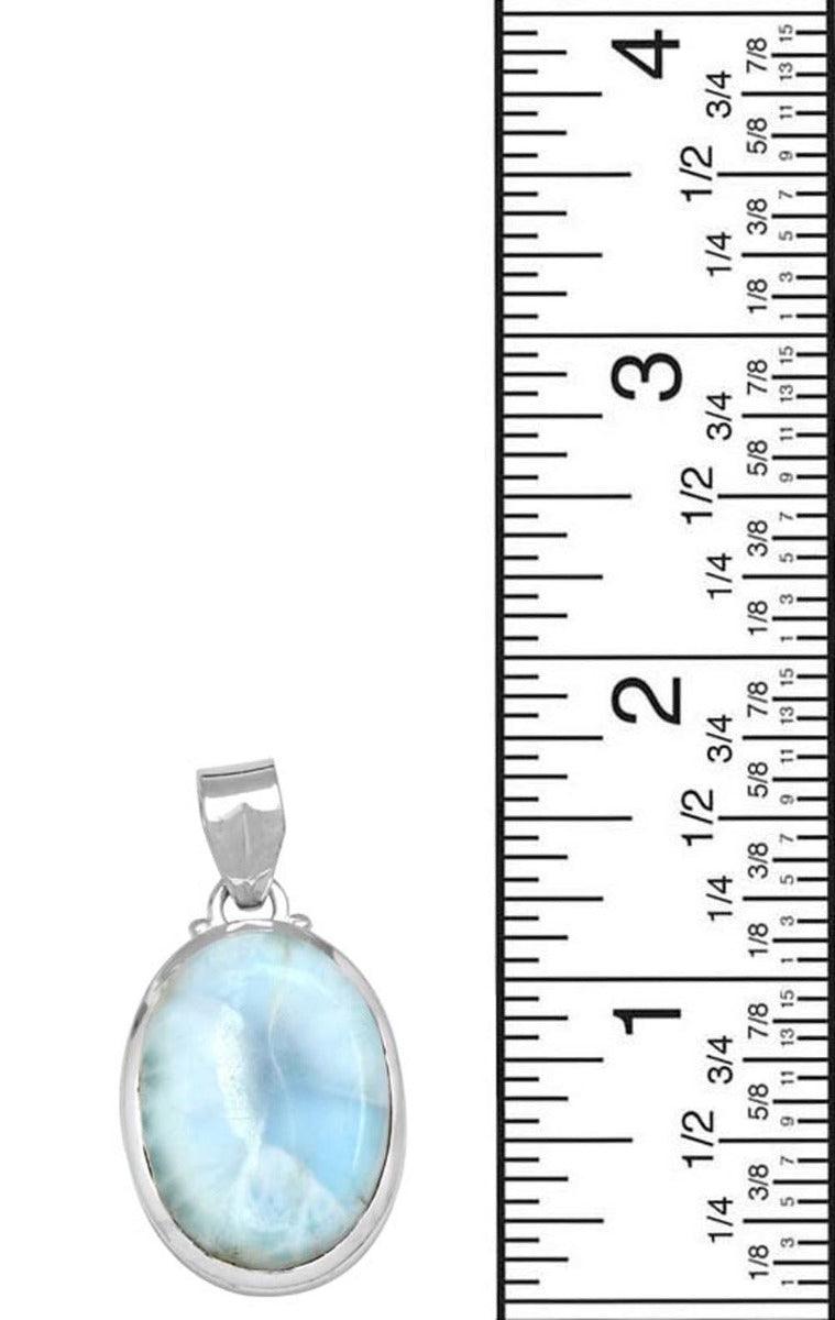 Larimar  1 3/4" Long 925 Solid Sterling Silver Pendant With 18" Chain Necklace - YoTreasure
