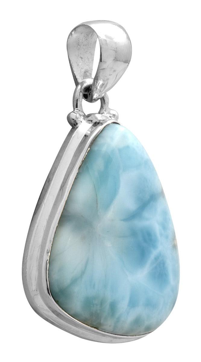 Larimar  1 3/4" Long 925 Solid Sterling Silver Pendant With 18" Chain Necklace - YoTreasure