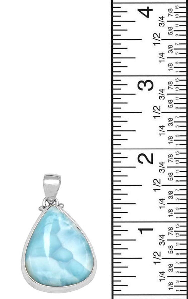 Natural Larimar  1 3/4" Long 925 Solid Sterling Silver Pendant With 18" Chain - YoTreasure