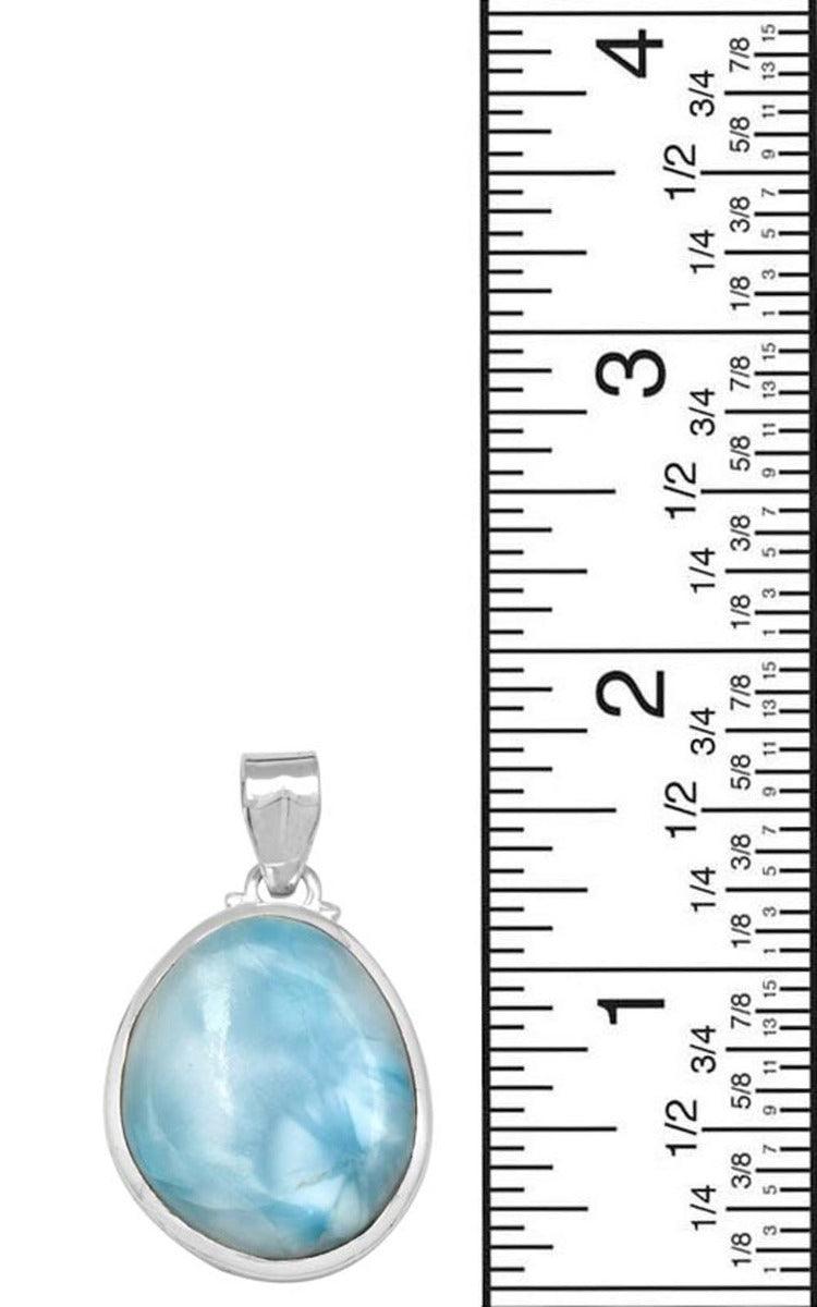 Natural Larimar  1 3/4" Long 925 Solid Sterling Silver Pendant With 18" Chain - YoTreasure