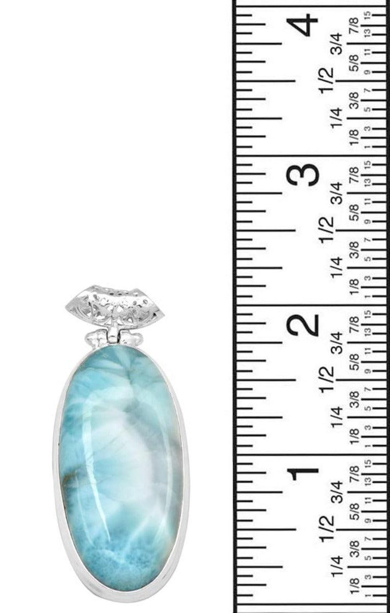 Larimar  2" Long 925 Solid Sterling Silver Pendant With 18" Chain Necklace - YoTreasure