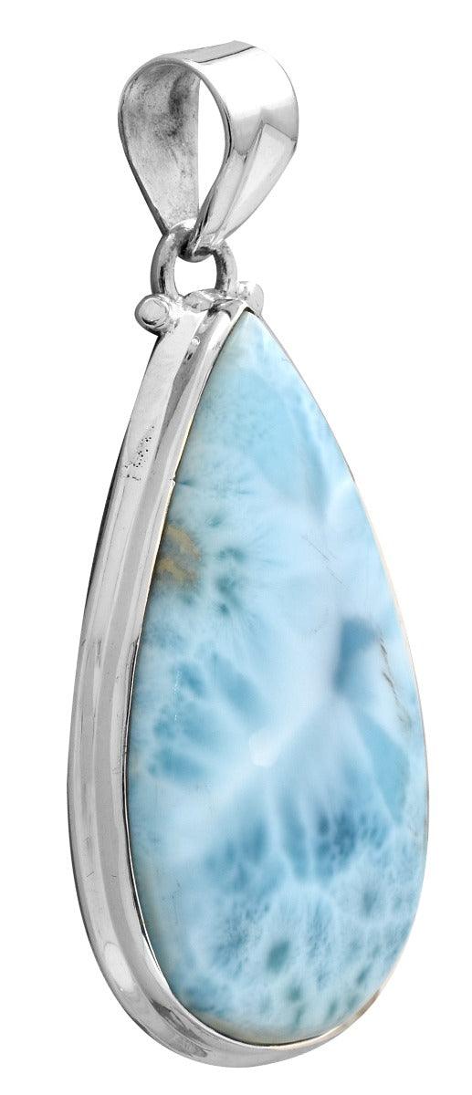 Larimar  2" Long 925 Solid Sterling Silver Pendant With 18" Chain - YoTreasure
