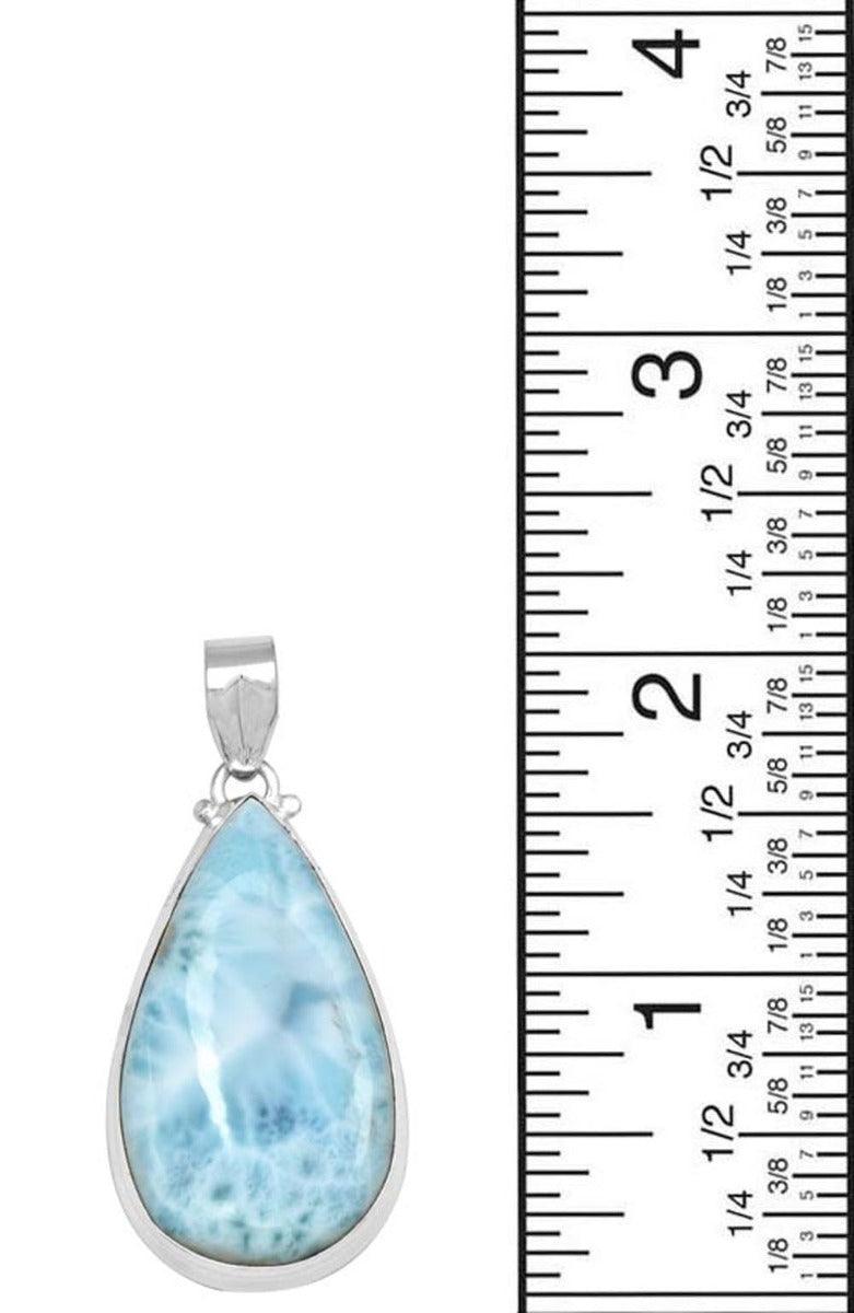 Larimar  2" Long 925 Solid Sterling Silver Pendant With 18" Chain - YoTreasure