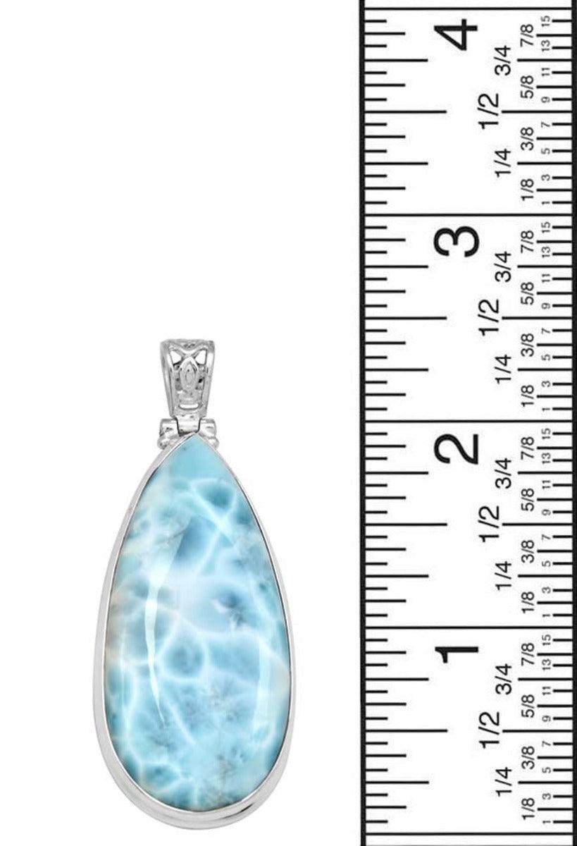 Larimar  2" Long 925 Solid Sterling Silver Pendant With 18" Chain - YoTreasure