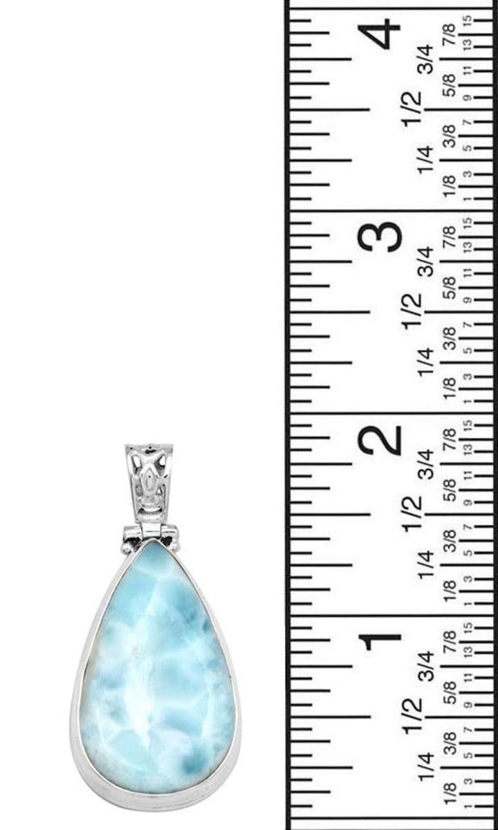 Larimar  1 3/4" Long 925 Solid Sterling Silver Pendant With 18" Chain - YoTreasure