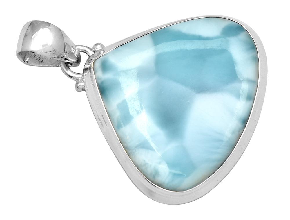 Larimar  1 1/2" Long 925 Solid Sterling Silver Pendant With 18" Chain - YoTreasure