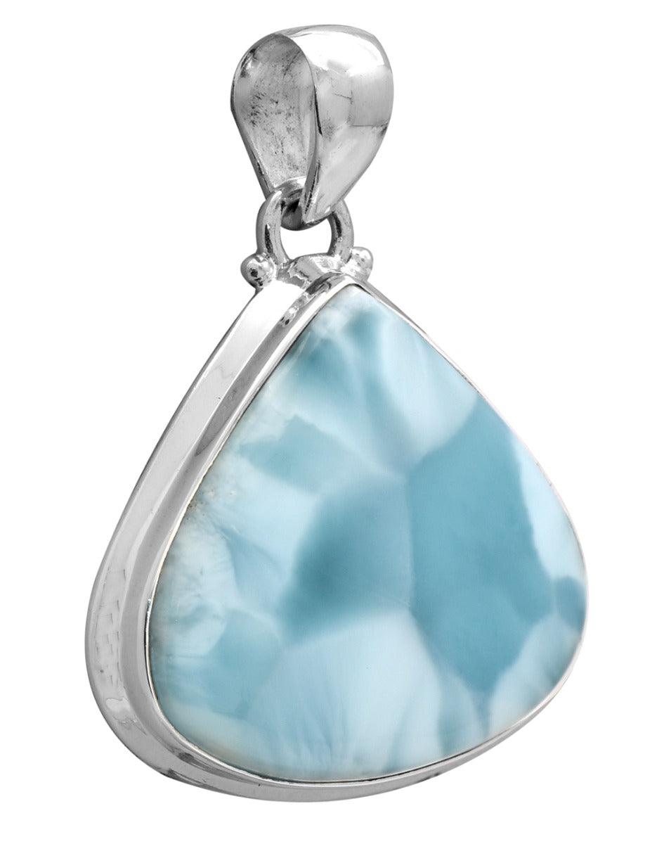 Larimar  1 1/2" Long 925 Solid Sterling Silver Pendant With 18" Chain - YoTreasure