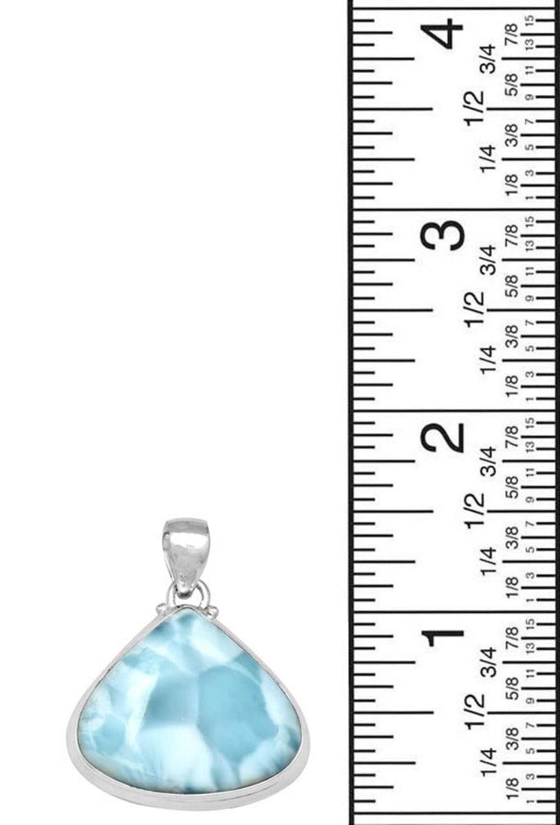 Larimar  1 1/2" Long 925 Solid Sterling Silver Pendant With 18" Chain - YoTreasure