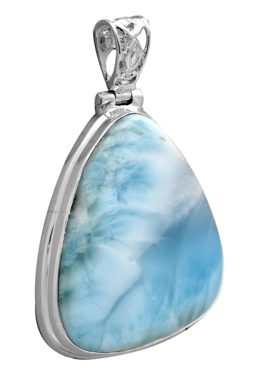 Larimar  1 3/4" Long 925 Solid Sterling Silver Pendant With 18" Chain - YoTreasure
