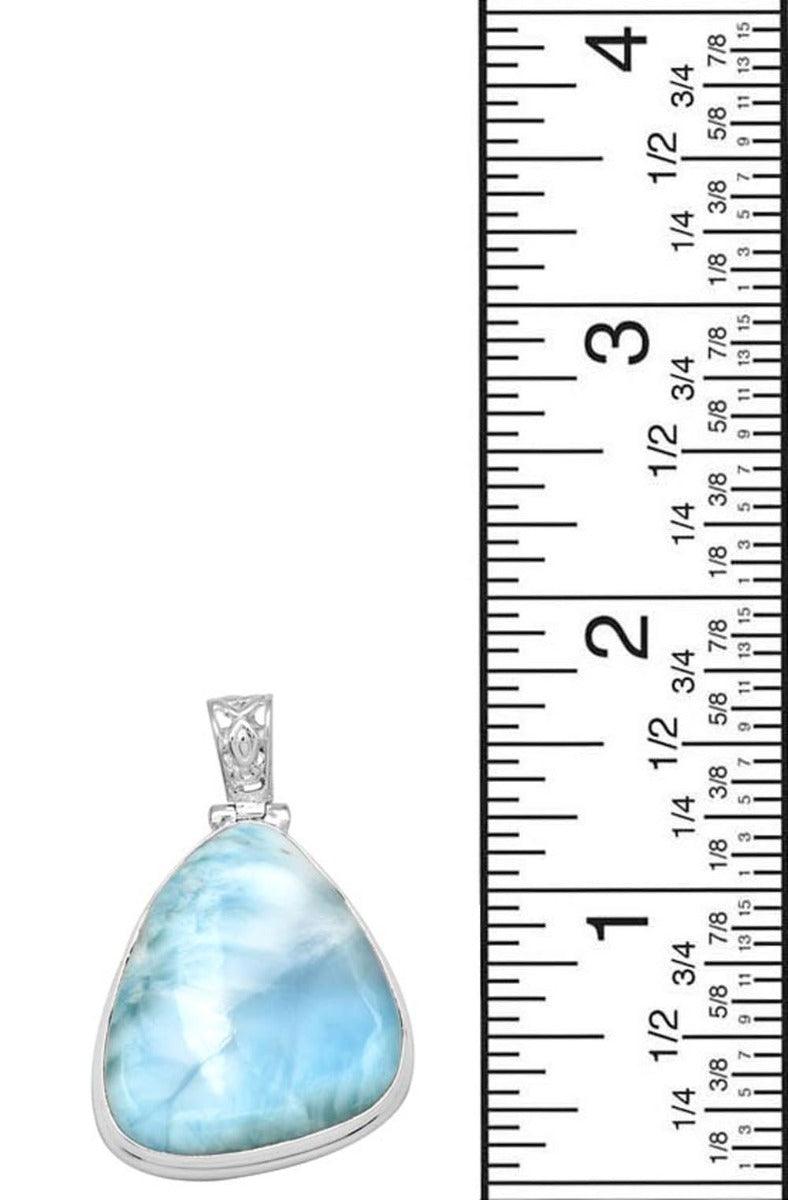 Larimar  1 3/4" Long 925 Solid Sterling Silver Pendant With 18" Chain - YoTreasure