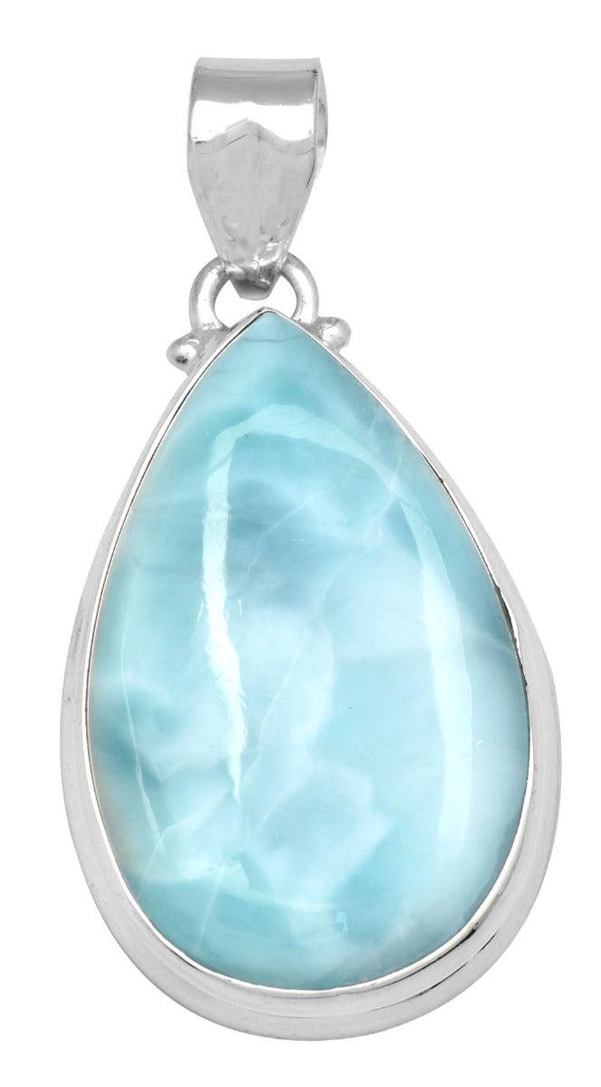 Larimar  1 3/4" Long 925 Solid Sterling Silver Pendant With 18" Chain - YoTreasure