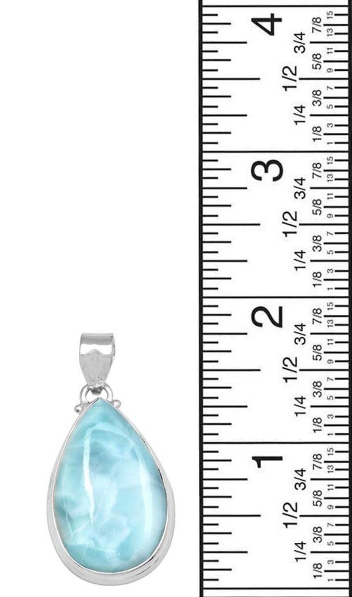 Larimar  1 3/4" Long 925 Solid Sterling Silver Pendant With 18" Chain - YoTreasure