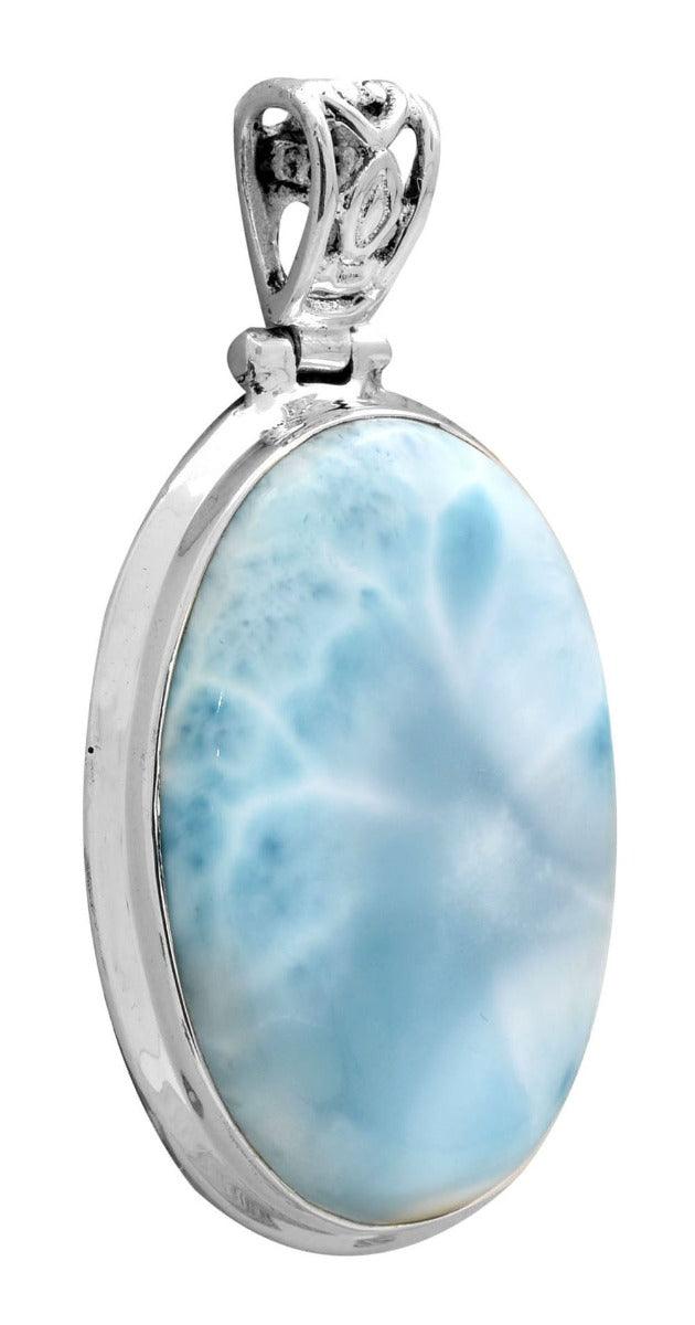 Larimar  1 3/4" Long 925 Solid Sterling Silver Pendant With 18" Chain - YoTreasure