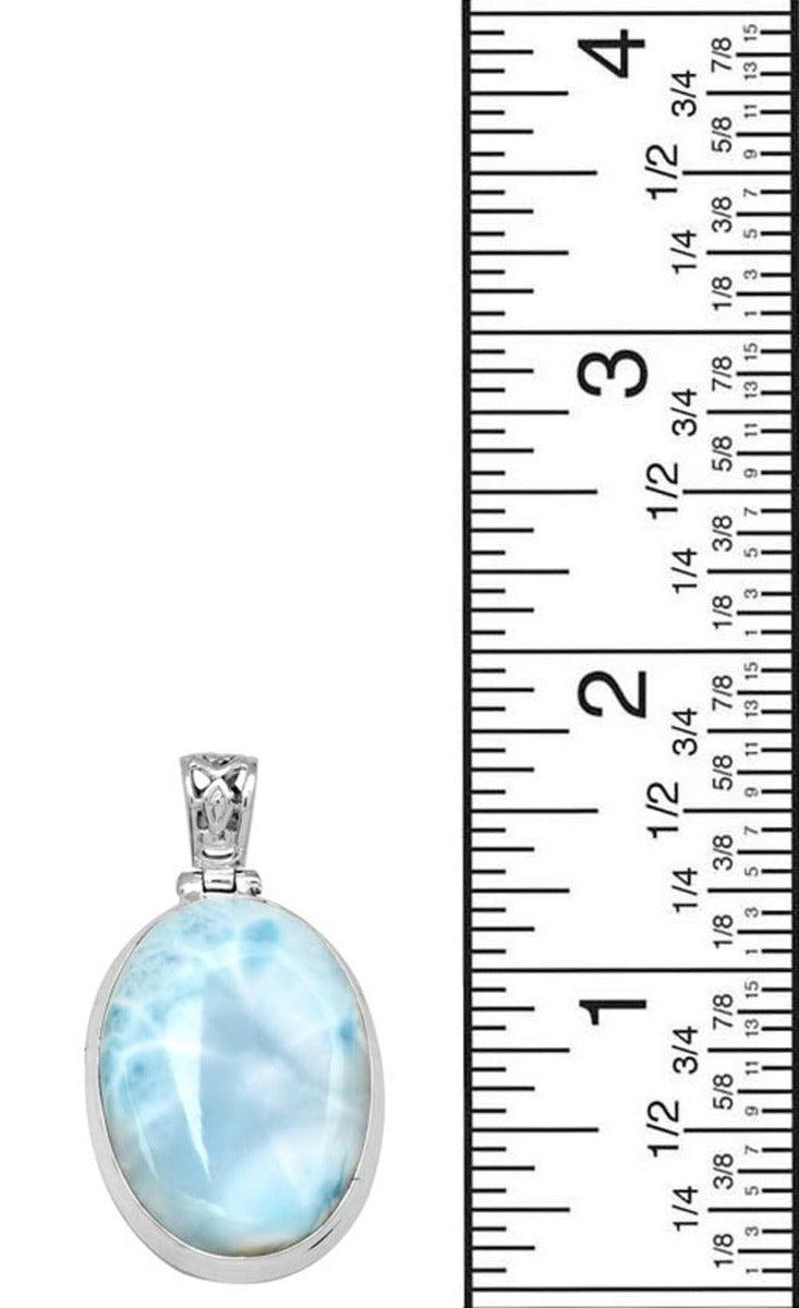 Larimar  1 3/4" Long 925 Solid Sterling Silver Pendant With 18" Chain - YoTreasure