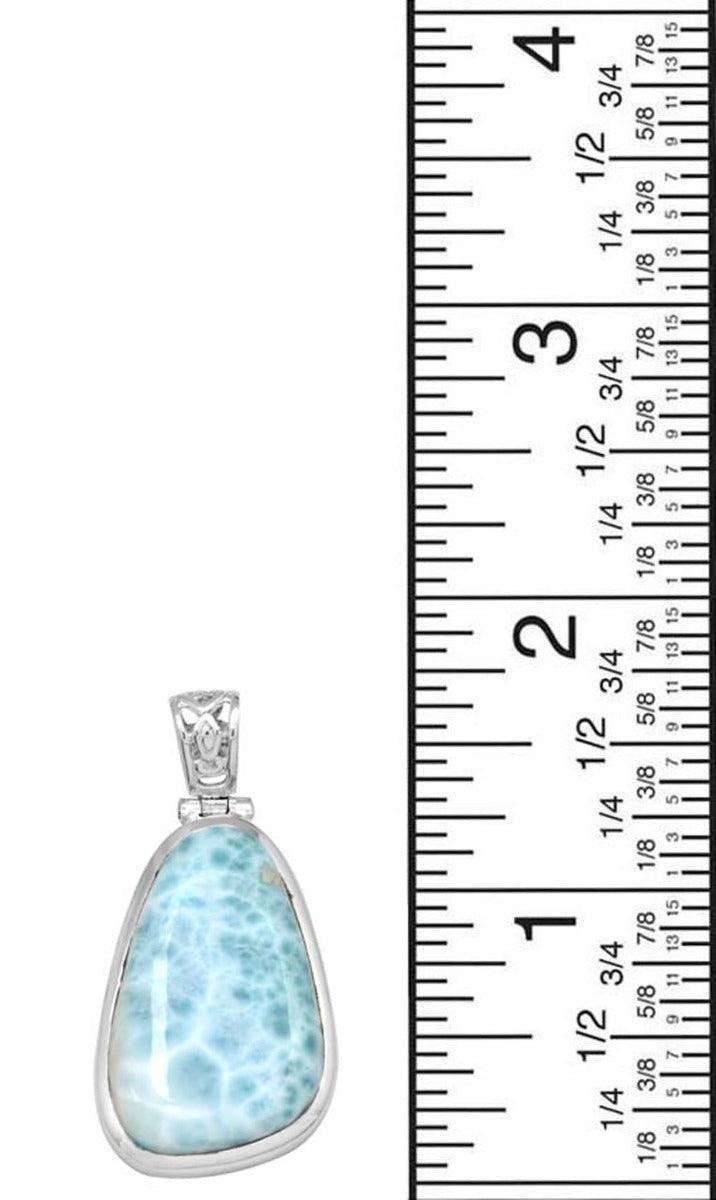 Larimar  1 3/4" Long 925 Solid Sterling Silver Pendant With 18" Chain Necklace - YoTreasure