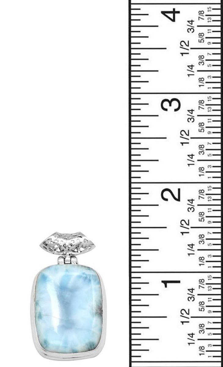 Larimar  1 1/2" Long 925 Solid Sterling Silver Pendant With 18" Chain - YoTreasure