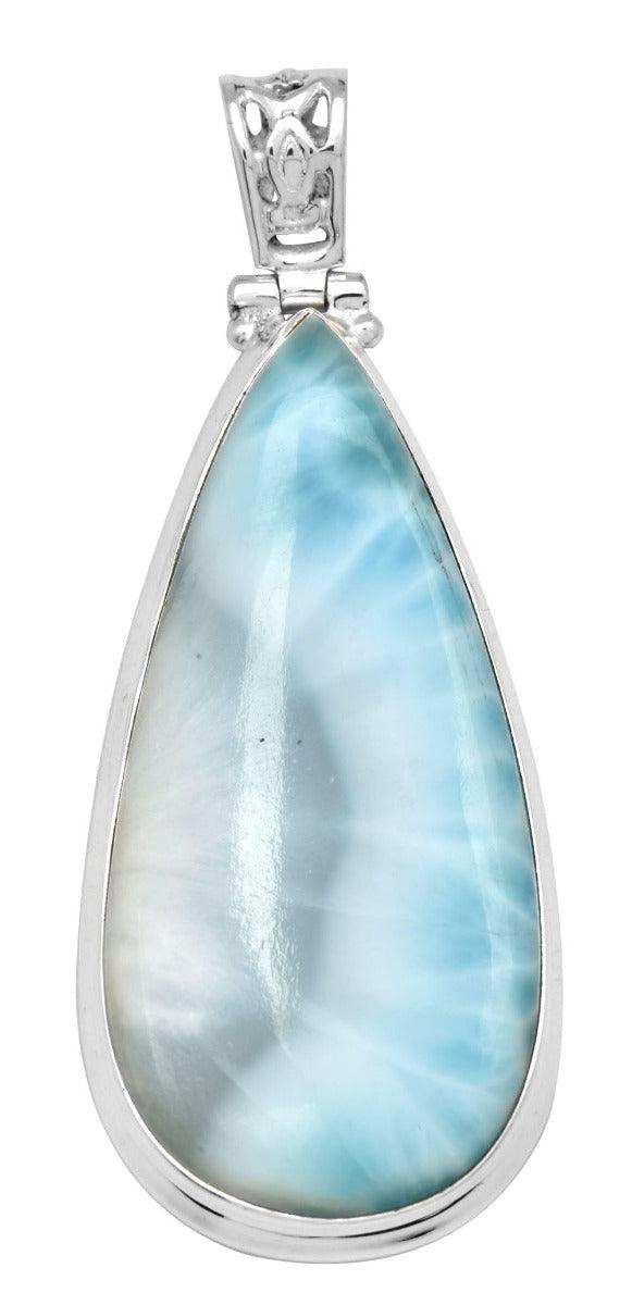 Larimar  2 1/2" Long 925 Solid Sterling Silver Pendant With 18" Chain - YoTreasure