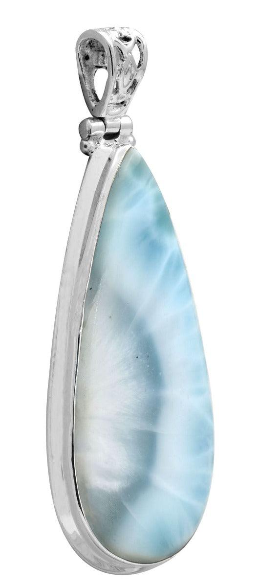 Larimar  2 1/2" Long 925 Solid Sterling Silver Pendant With 18" Chain - YoTreasure