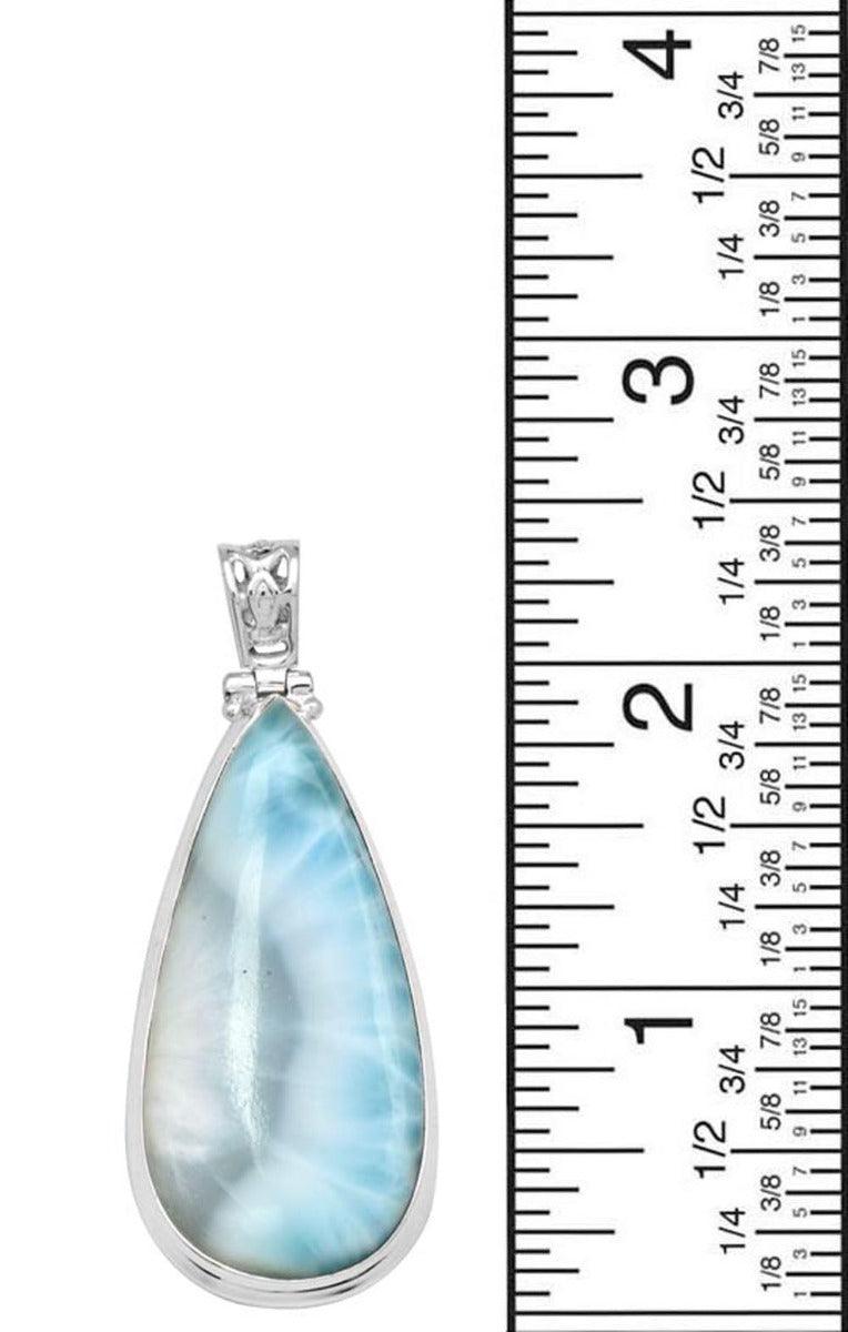 Larimar  2 1/2" Long 925 Solid Sterling Silver Pendant With 18" Chain - YoTreasure