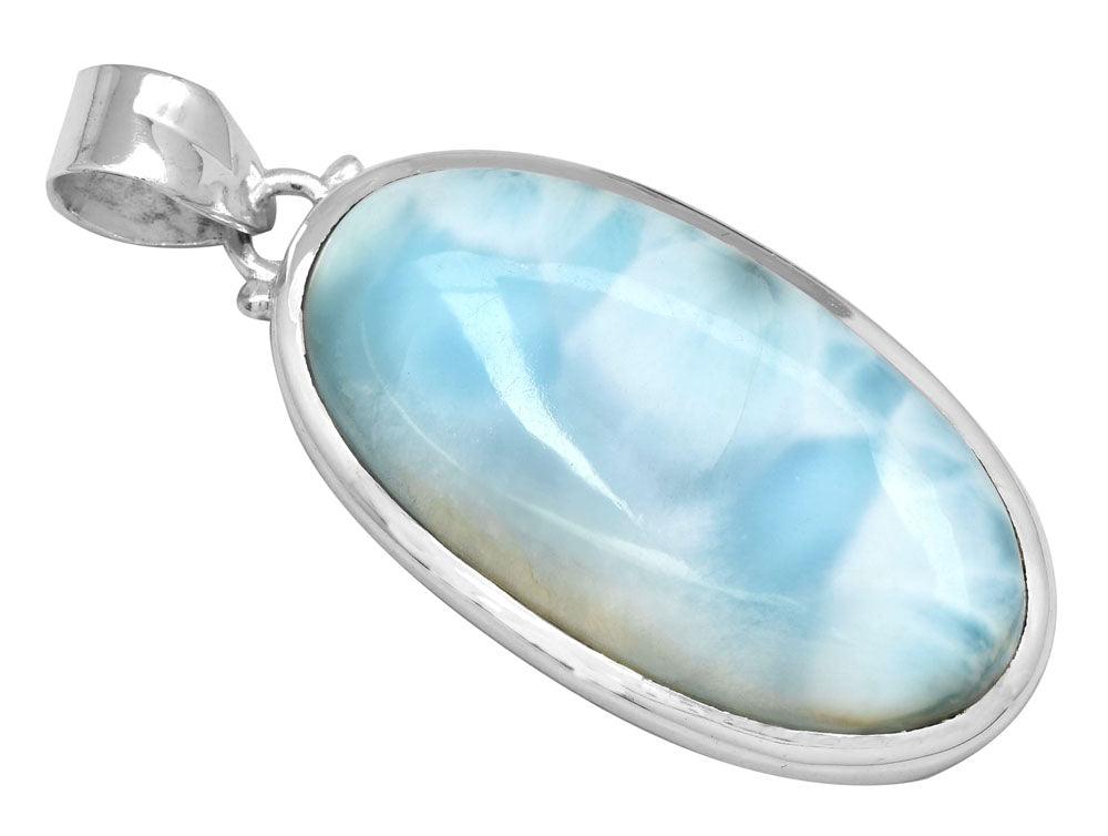 Larimar  2" Long 925 Solid Sterling Silver Pendant With 18" Chain - YoTreasure