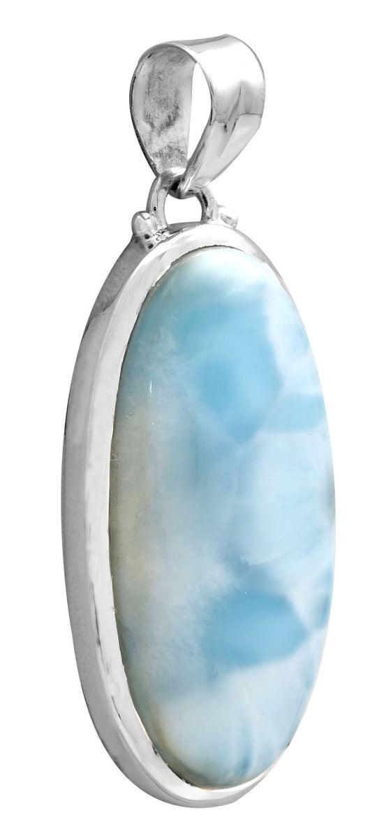 Larimar  2" Long 925 Solid Sterling Silver Pendant With 18" Chain - YoTreasure