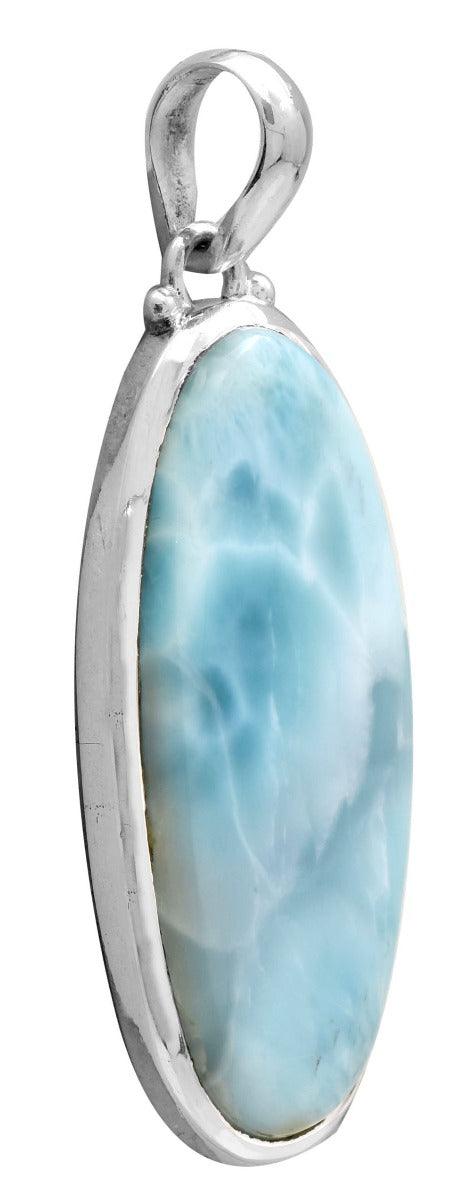 Larimar  2" Long 925 Solid Sterling Silver Pendant With 18" Chain Necklace - YoTreasure