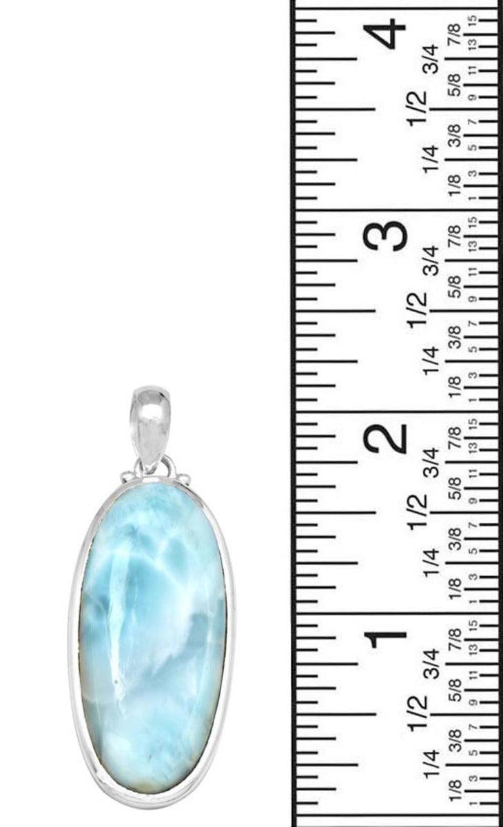 Larimar  2" Long 925 Solid Sterling Silver Pendant With 18" Chain Necklace - YoTreasure
