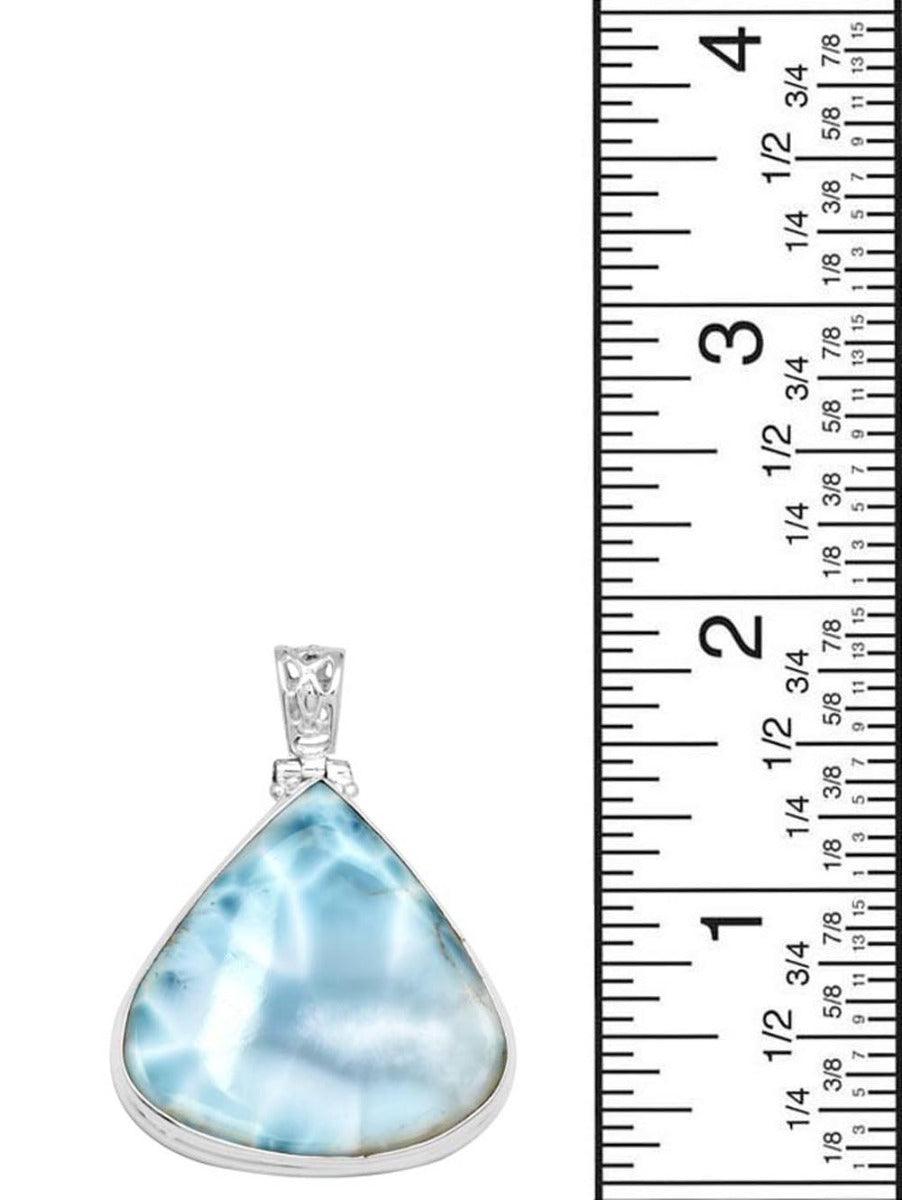 Larimar  2" Long 925 Solid Sterling Silver Pendant With 18" Chain Necklace - YoTreasure